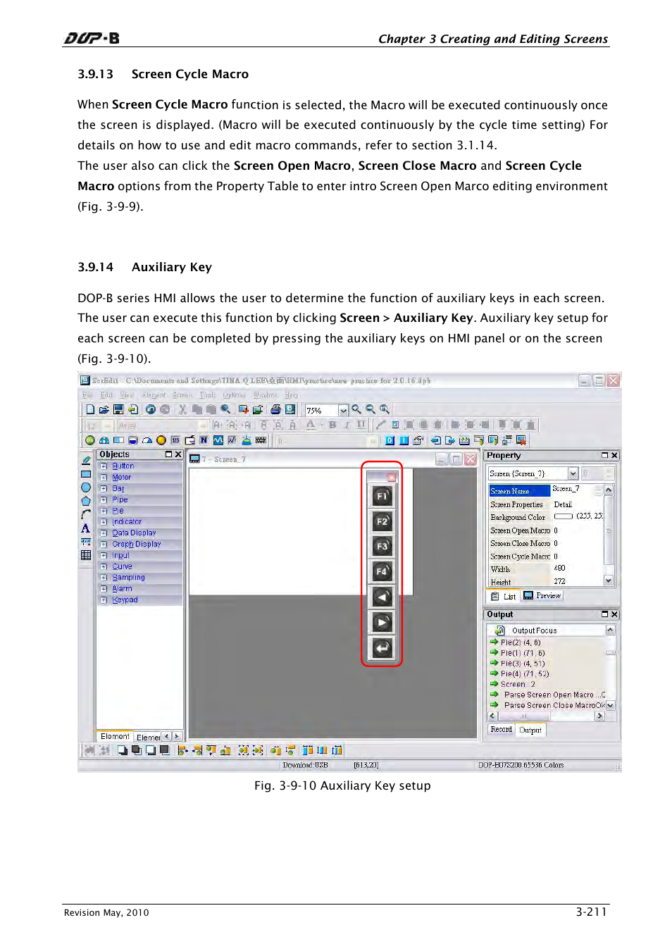 13 screen cycle macro, 3 .9.14 auxiliary key | Delta Electronics DELTA DUP-B User Manual | Page 232 / 491