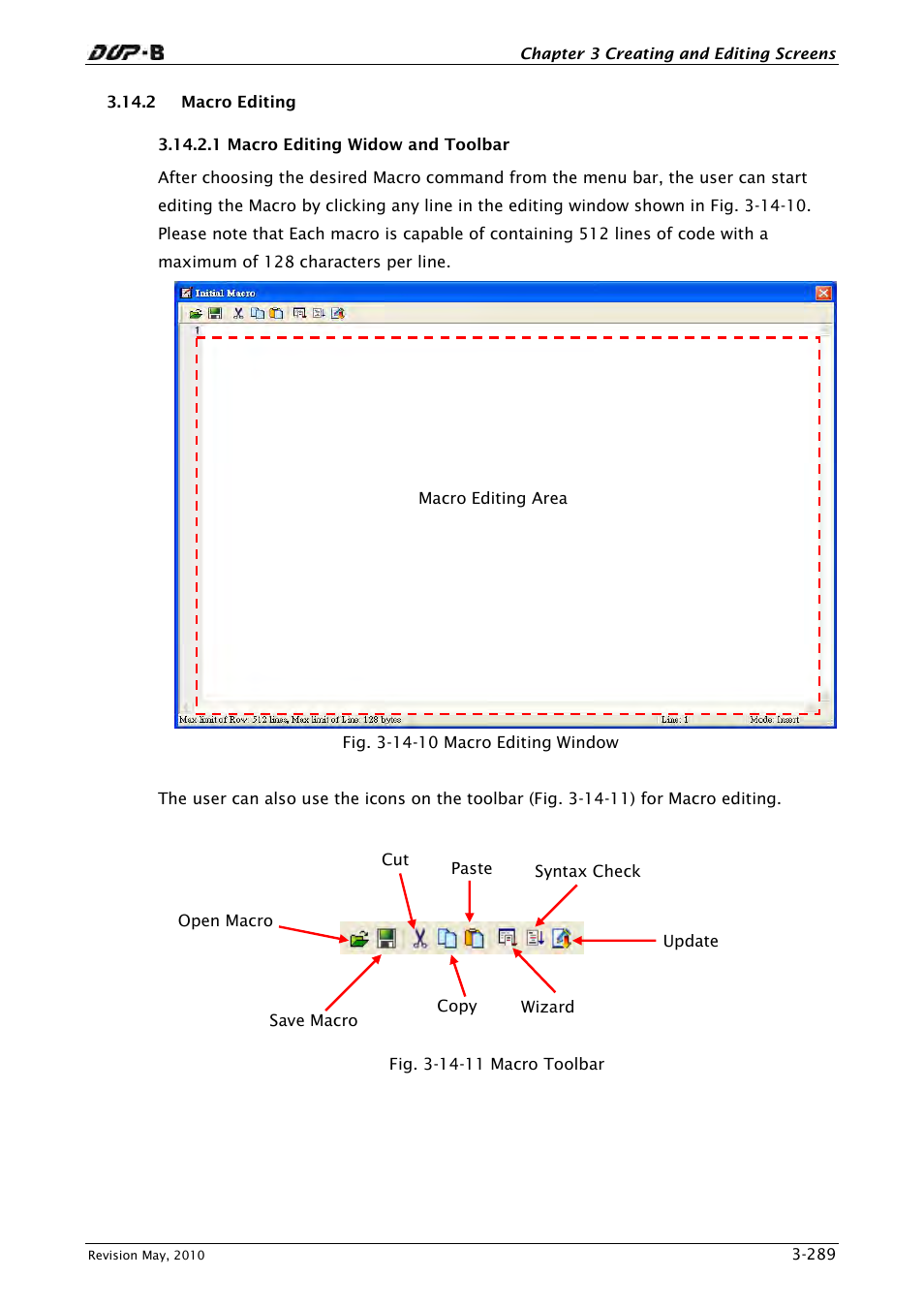 2 macro editing, 1 macro editing widow and toolbar | Delta Electronics DELTA DUP-B User Manual | Page 310 / 491