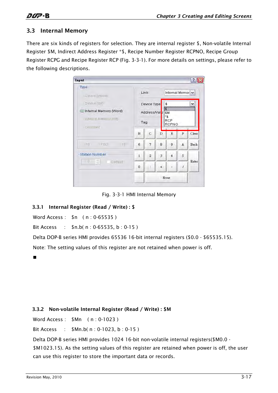 3 internal memory, 1 internal register (read / write) | Delta Electronics DELTA DUP-B User Manual | Page 38 / 491