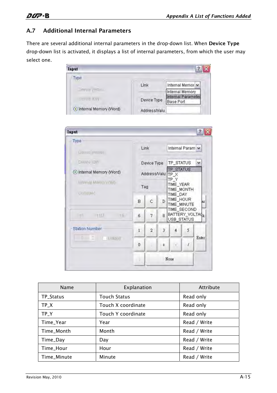 A.7 additional internal parameters | Delta Electronics DELTA DUP-B User Manual | Page 474 / 491