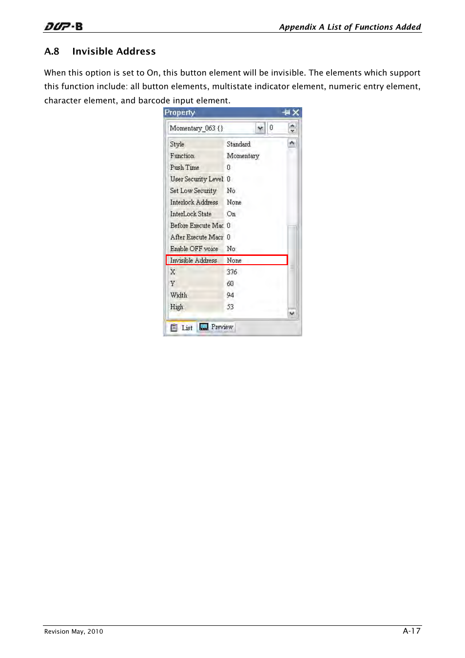 A.8 invisible address | Delta Electronics DELTA DUP-B User Manual | Page 476 / 491