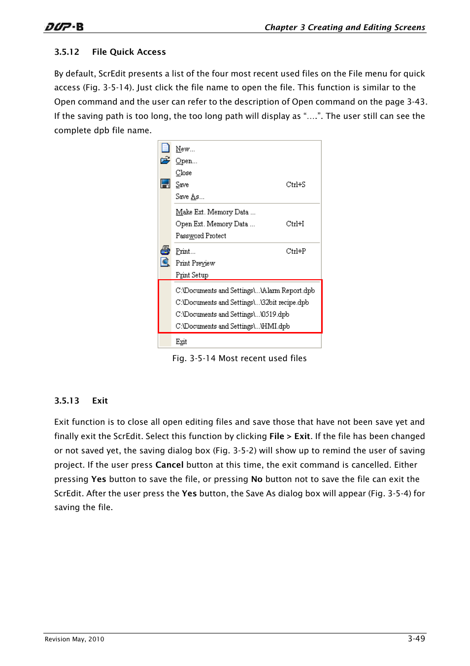 12 file quick access, 13 exit | Delta Electronics DELTA DUP-B User Manual | Page 70 / 491