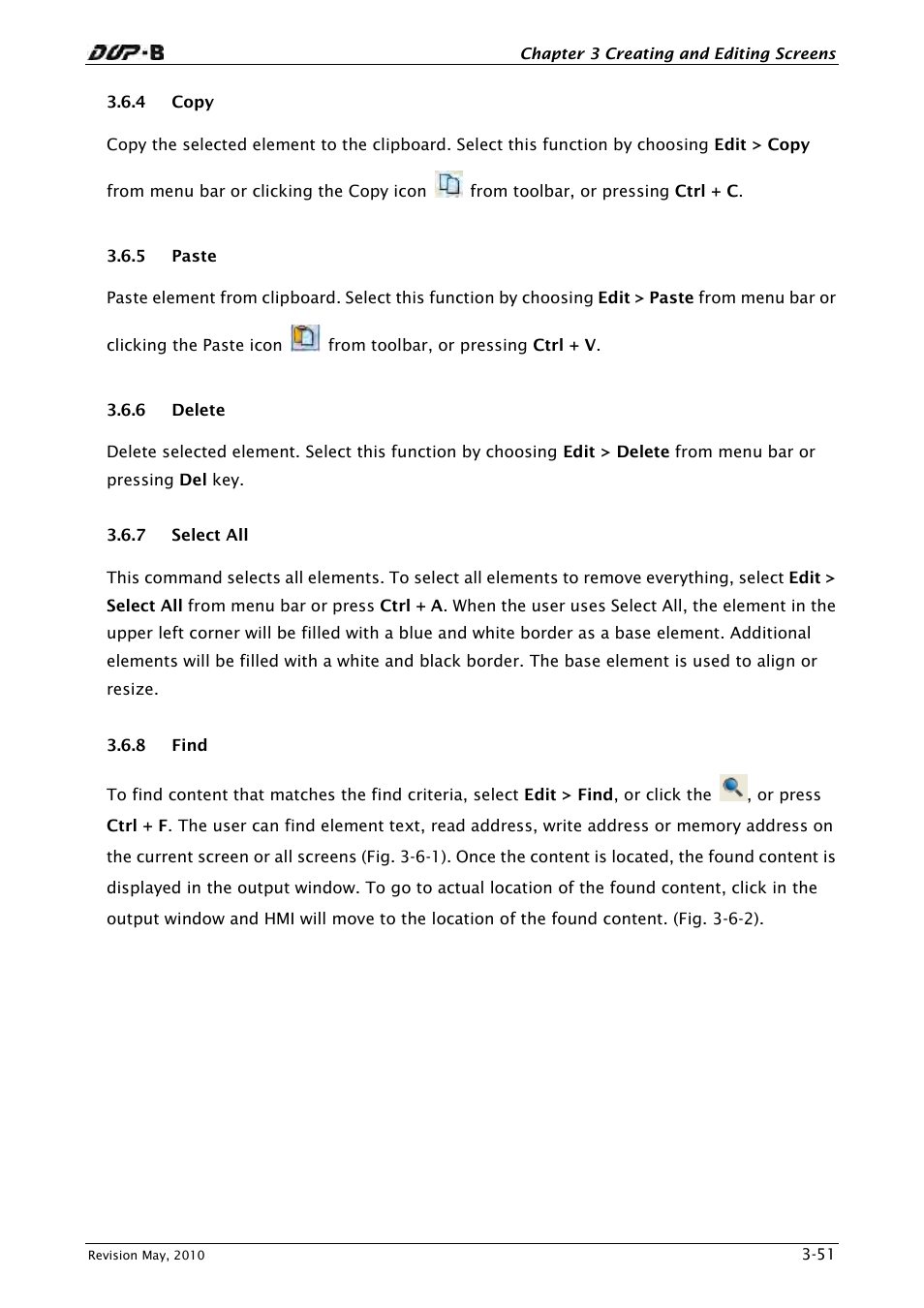 4 copy, 5 paste, 6 delete | 7 select all, 8 find | Delta Electronics DELTA DUP-B User Manual | Page 72 / 491