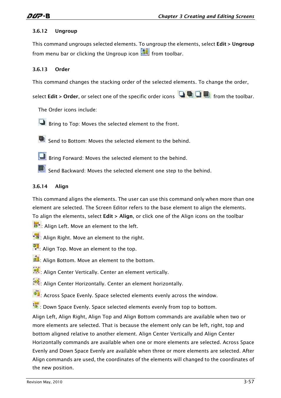 12 ungroup, 13 order, 14 align | Delta Electronics DELTA DUP-B User Manual | Page 78 / 491