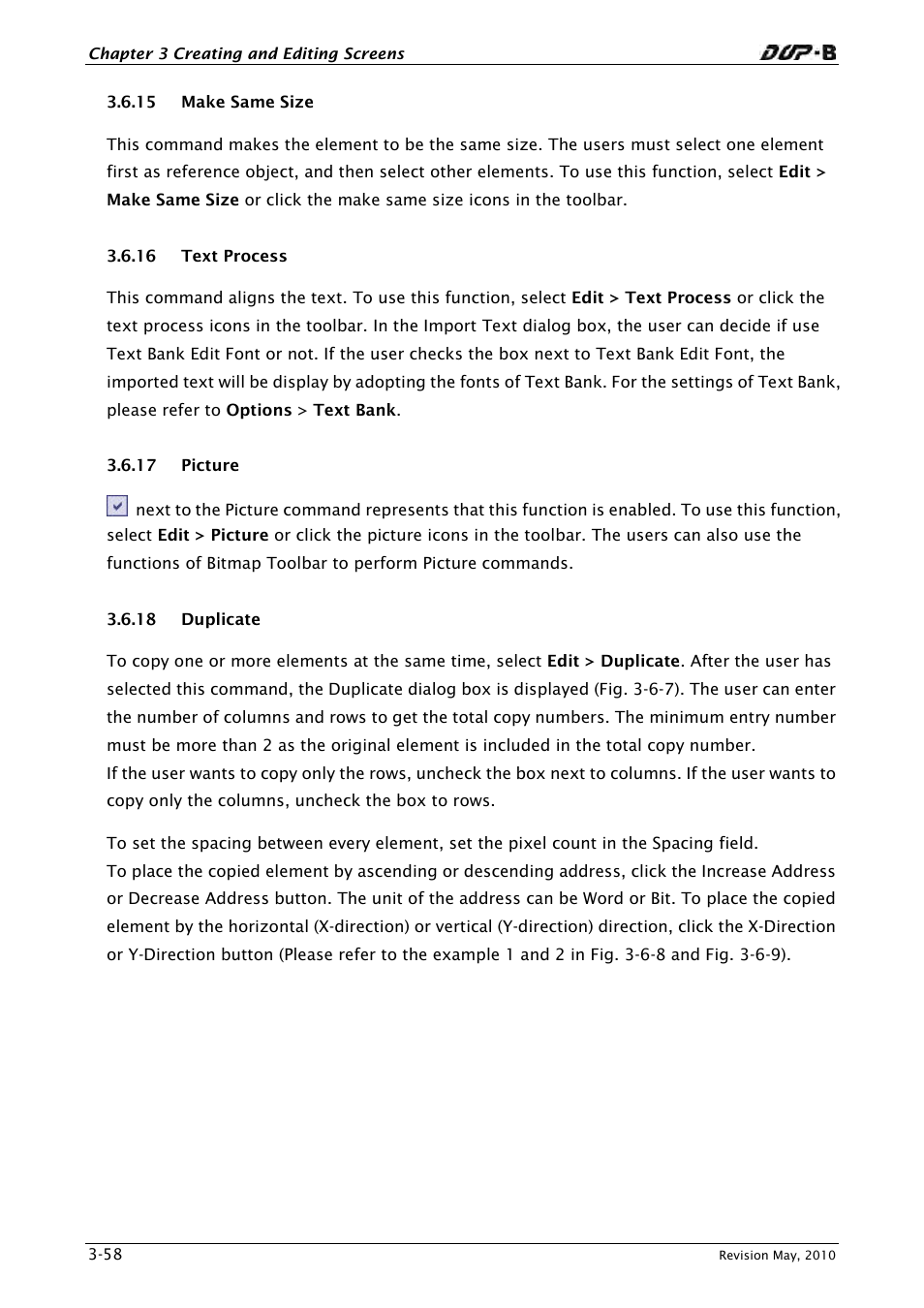 15 make same size, 16 text process, 17 picture | 18 duplicate | Delta Electronics DELTA DUP-B User Manual | Page 79 / 491