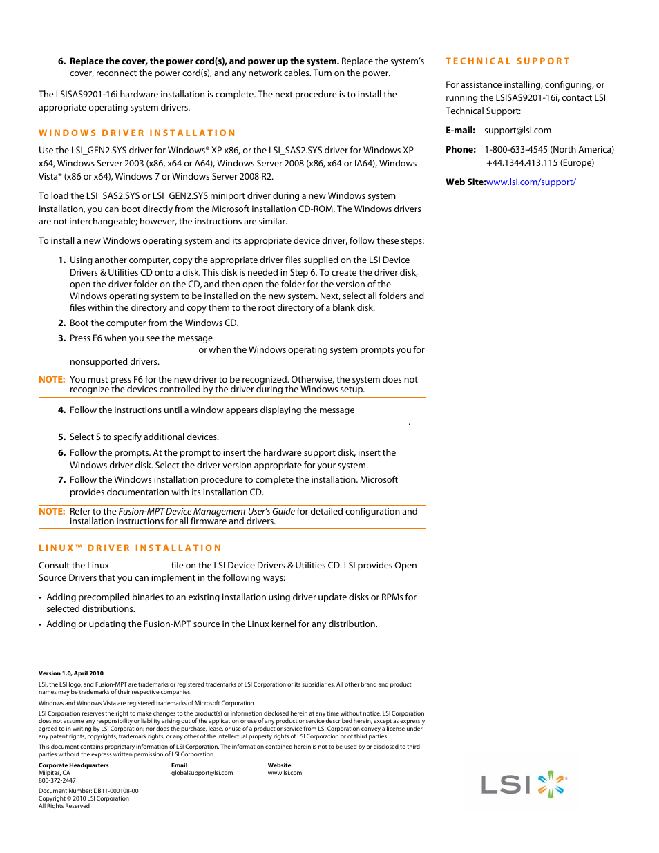 Avago Technologies SAS 9201-16i Host Bus Adapter User Manual | Page 2 / 2