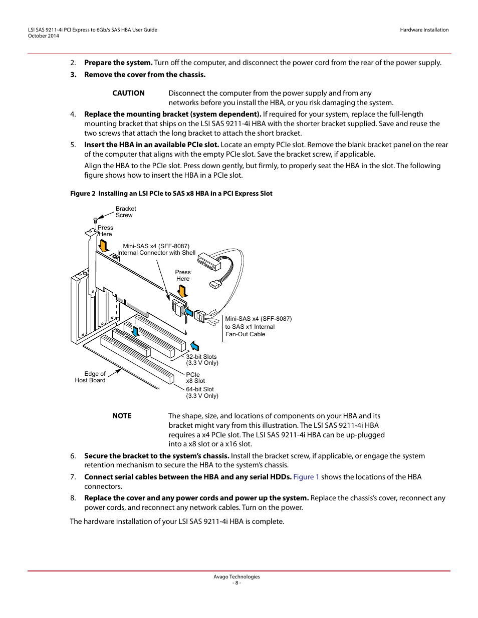 Avago Technologies SAS 9211-4i Host Bus Adapter User Manual | Page 8 / 10