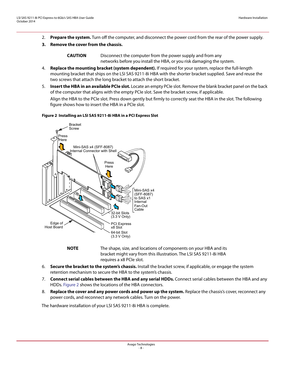 Avago Technologies SAS 9211-8i Host Bus Adapter User Manual | Page 8 / 10