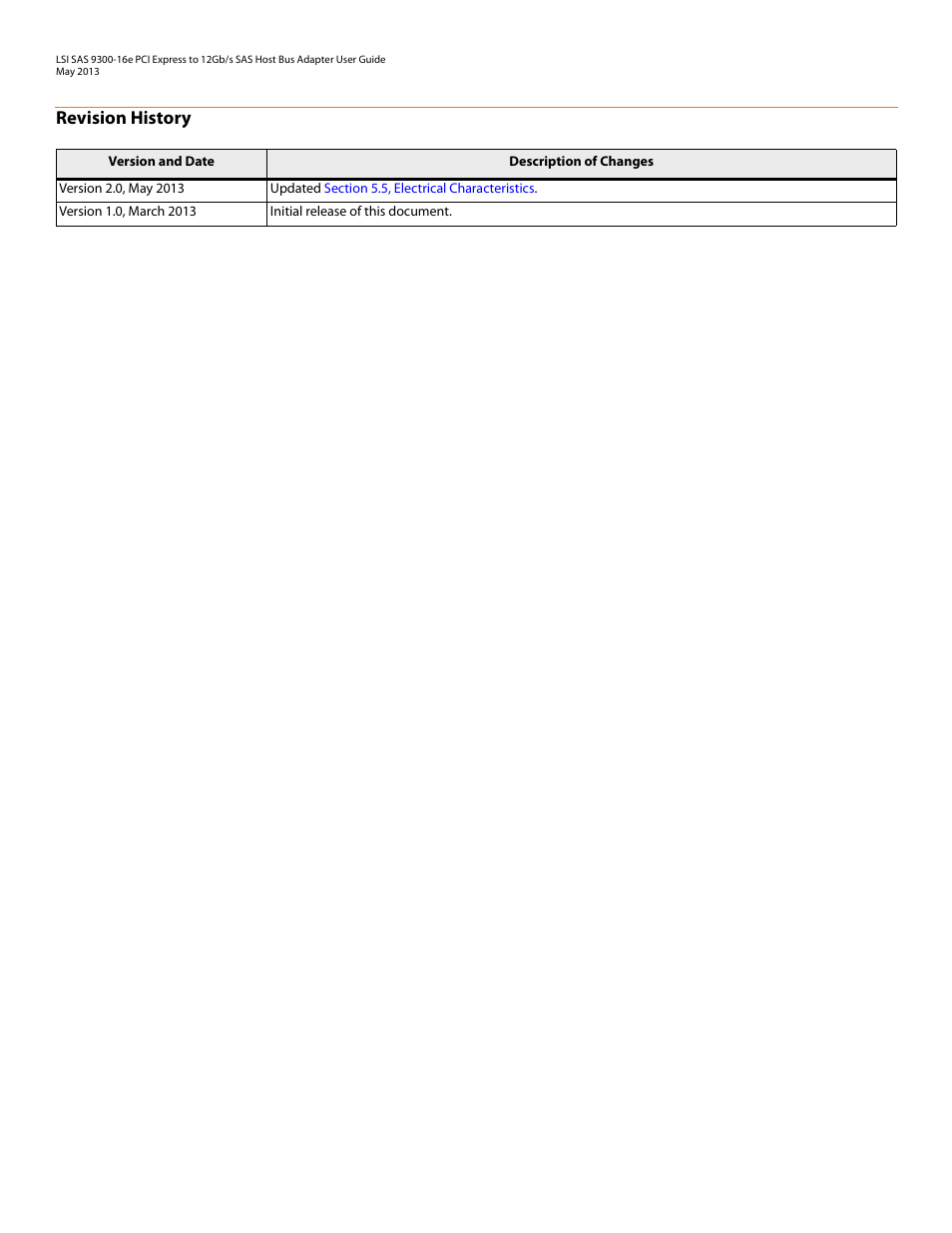 Revision history | Avago Technologies SAS 9300-16e Host Bus Adapter User Manual | Page 2 / 9