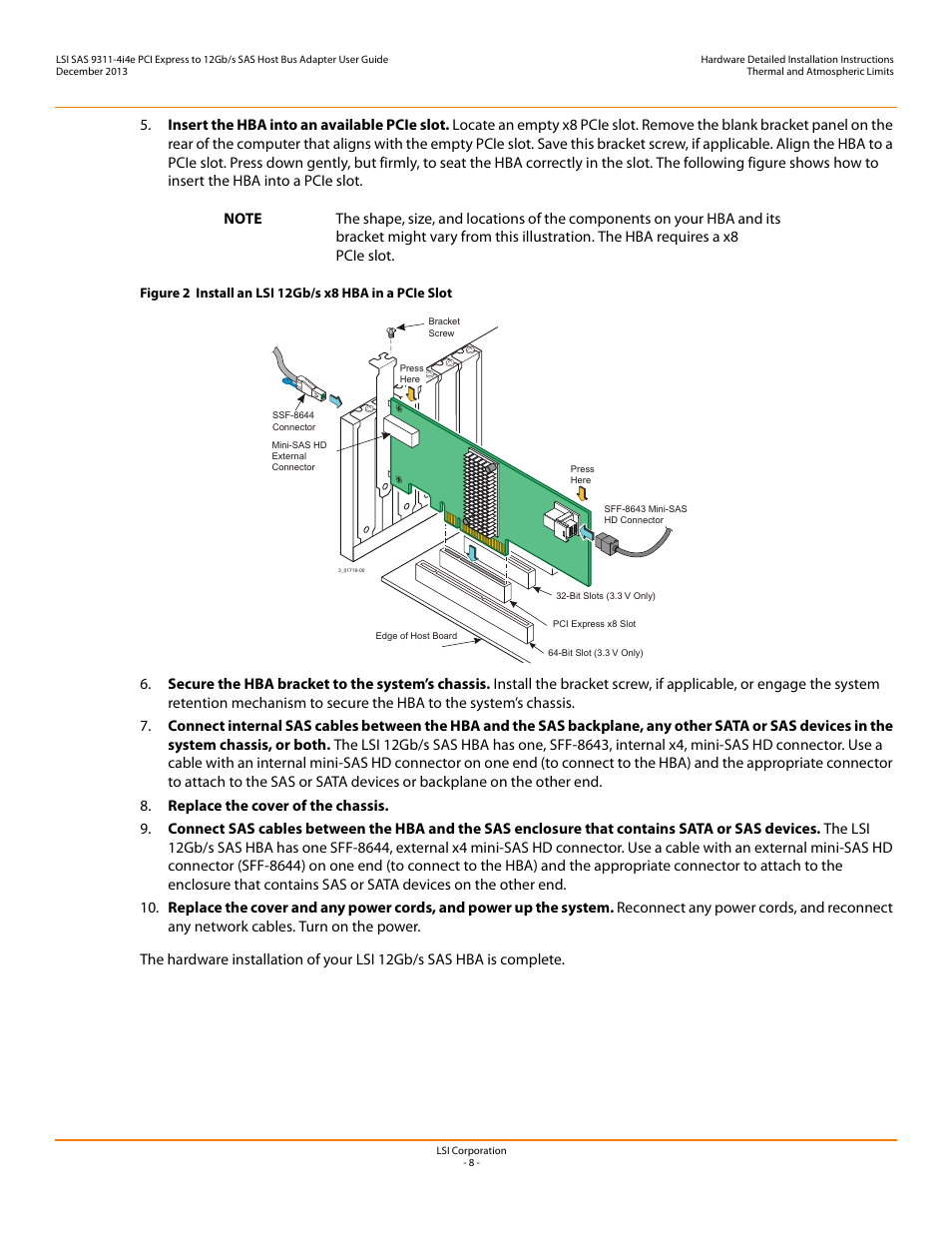 Avago Technologies SAS 9311-4i4e Host Bus Adapter User Manual | Page 8 / 10