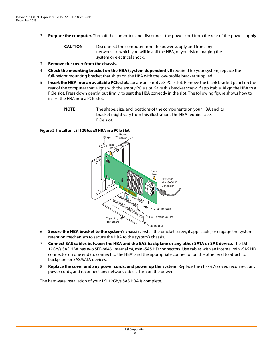 Avago Technologies SAS 9311-8i Host Bus Adapter User Manual | Page 8 / 10