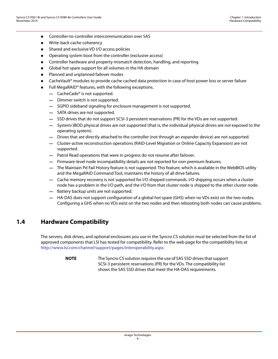 4 hardware compatibility | Avago Technologies Syncro 9361-8i User Manual | Page 6 / 31