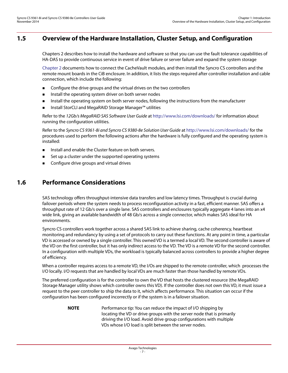 6 performance considerations | Avago Technologies Syncro 9361-8i User Manual | Page 7 / 31