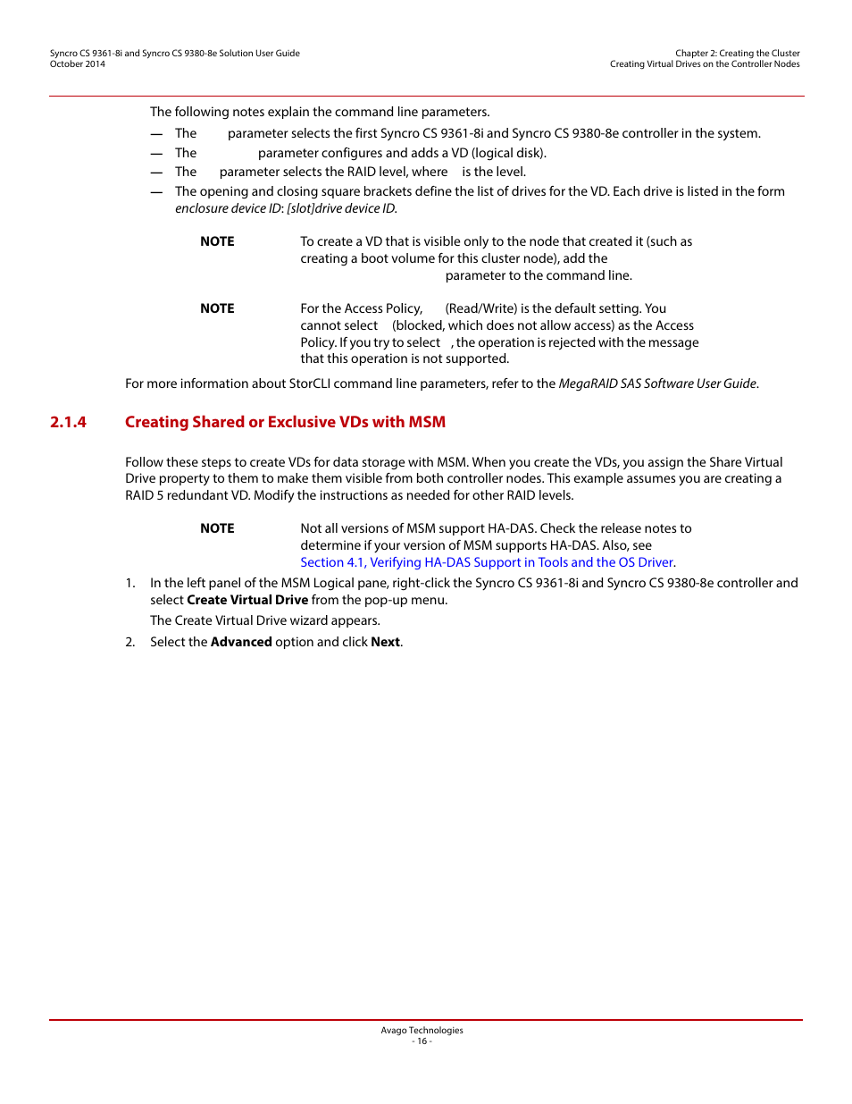 4 creating shared or exclusive vds with msm | Avago Technologies Syncro 9361-8i User Manual | Page 16 / 81