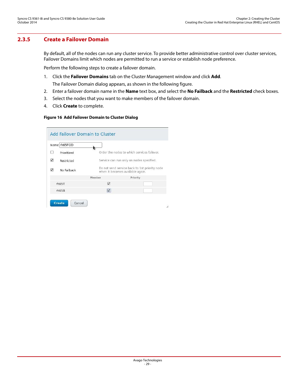 5 create a failover domain | Avago Technologies Syncro 9361-8i User Manual | Page 29 / 81