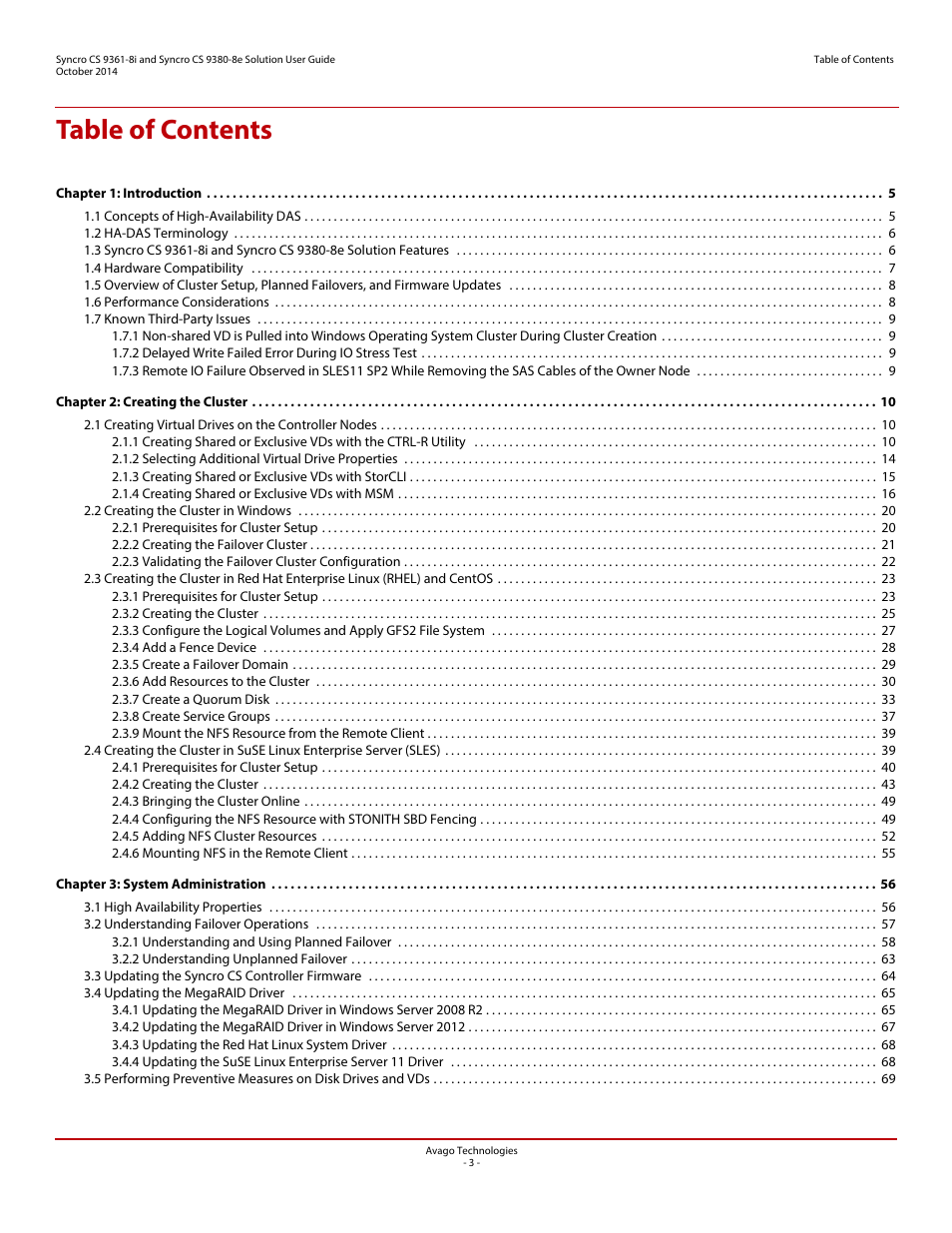 Avago Technologies Syncro 9361-8i User Manual | Page 3 / 81