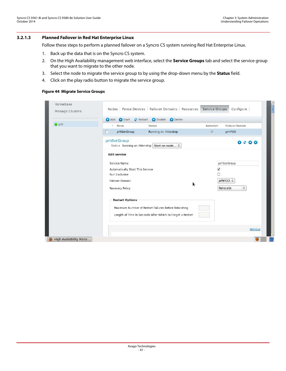 3 planned failover in red hat enterprise linux | Avago Technologies Syncro 9361-8i User Manual | Page 61 / 81