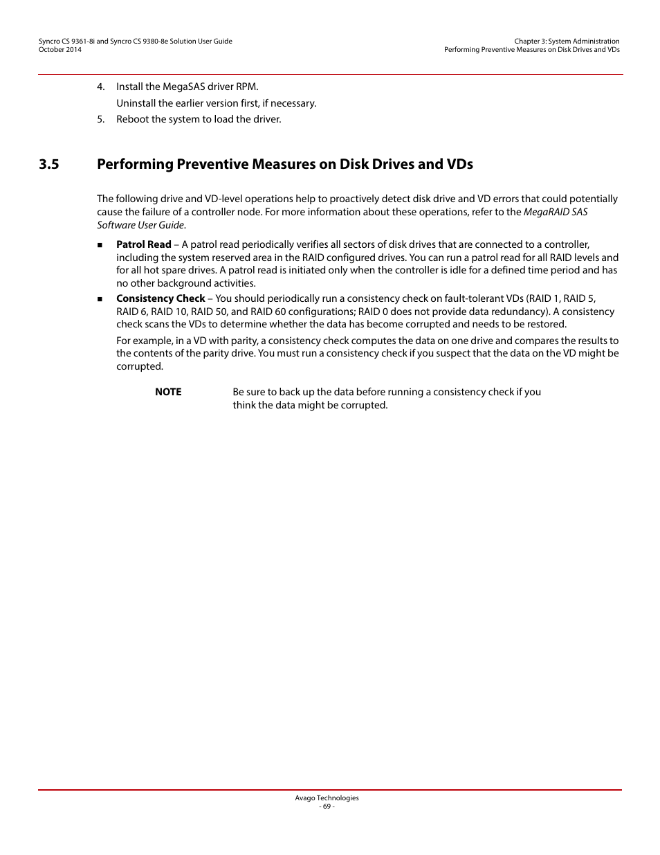Avago Technologies Syncro 9361-8i User Manual | Page 69 / 81