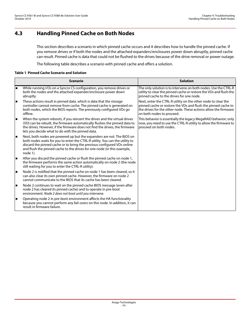 3 handling pinned cache on both nodes | Avago Technologies Syncro 9361-8i User Manual | Page 74 / 81