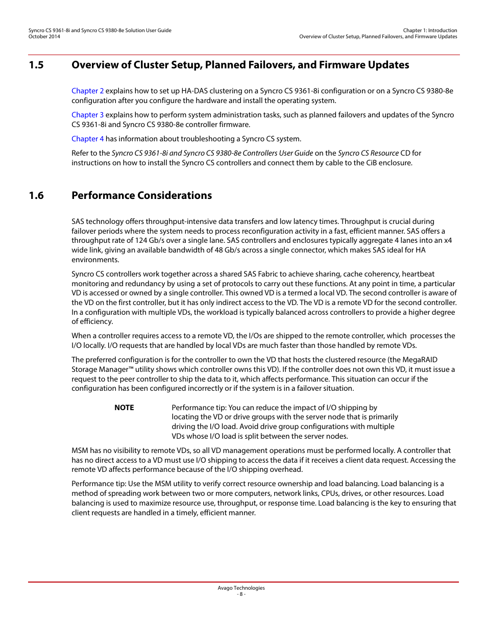 6 performance considerations | Avago Technologies Syncro 9361-8i User Manual | Page 8 / 81