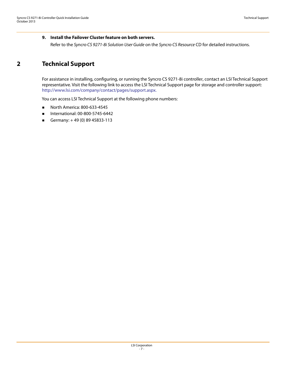 2 technical support, 2technical support | Avago Technologies Syncro CS 9271-8i User Manual | Page 7 / 8