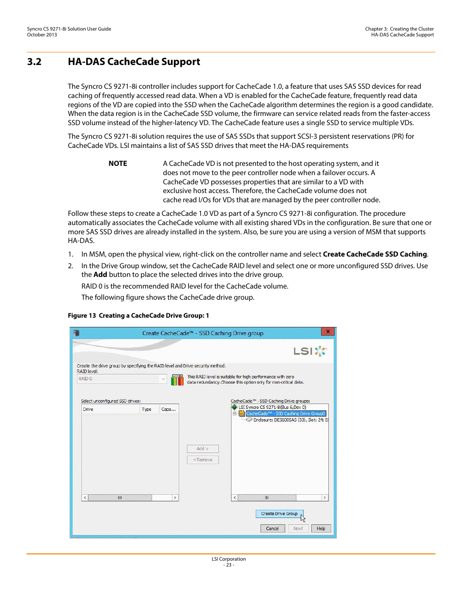 2 ha-das cachecade support | Avago Technologies Syncro CS 9271-8i User Manual | Page 23 / 80