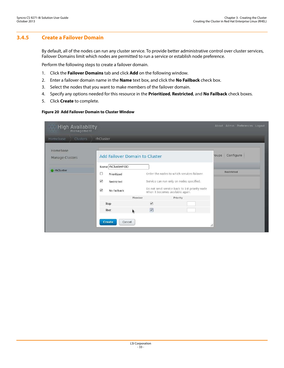 5 create a failover domain | Avago Technologies Syncro CS 9271-8i User Manual | Page 33 / 80
