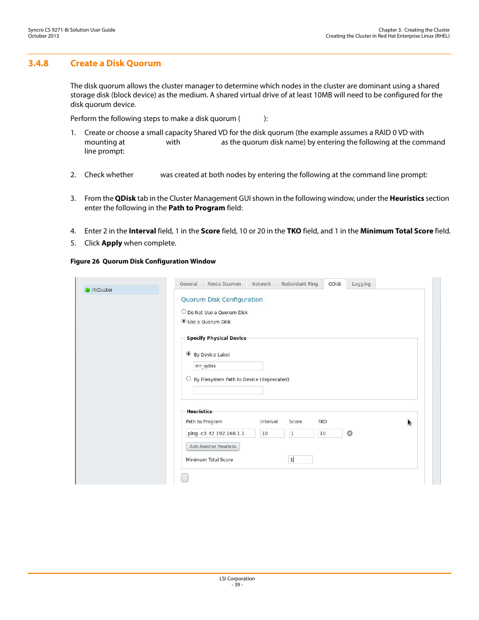 8 create a disk quorum | Avago Technologies Syncro CS 9271-8i User Manual | Page 39 / 80