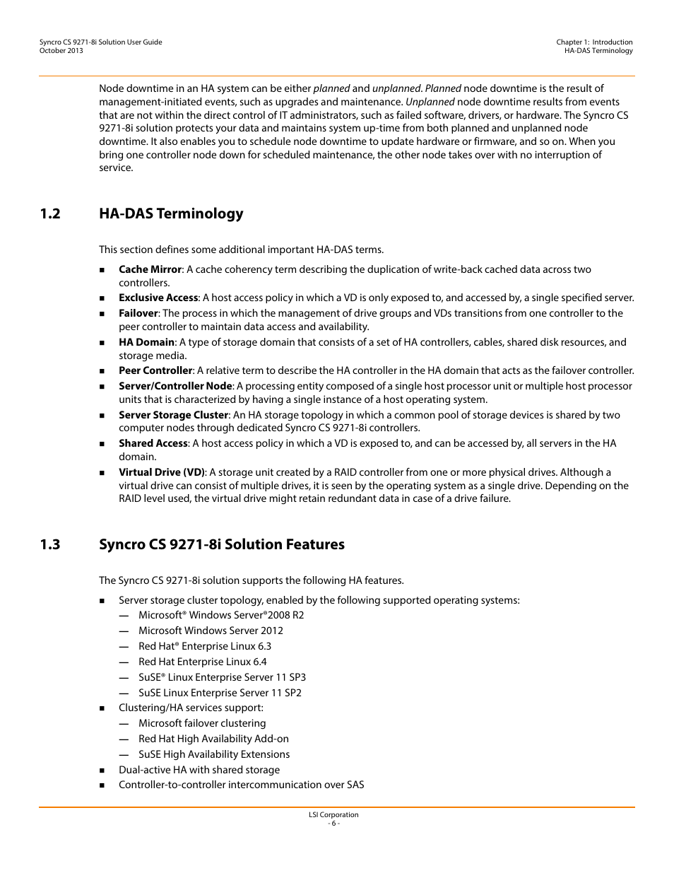 2 ha-das terminology, 3 syncro cs 9271-8i solution features | Avago Technologies Syncro CS 9271-8i User Manual | Page 6 / 80
