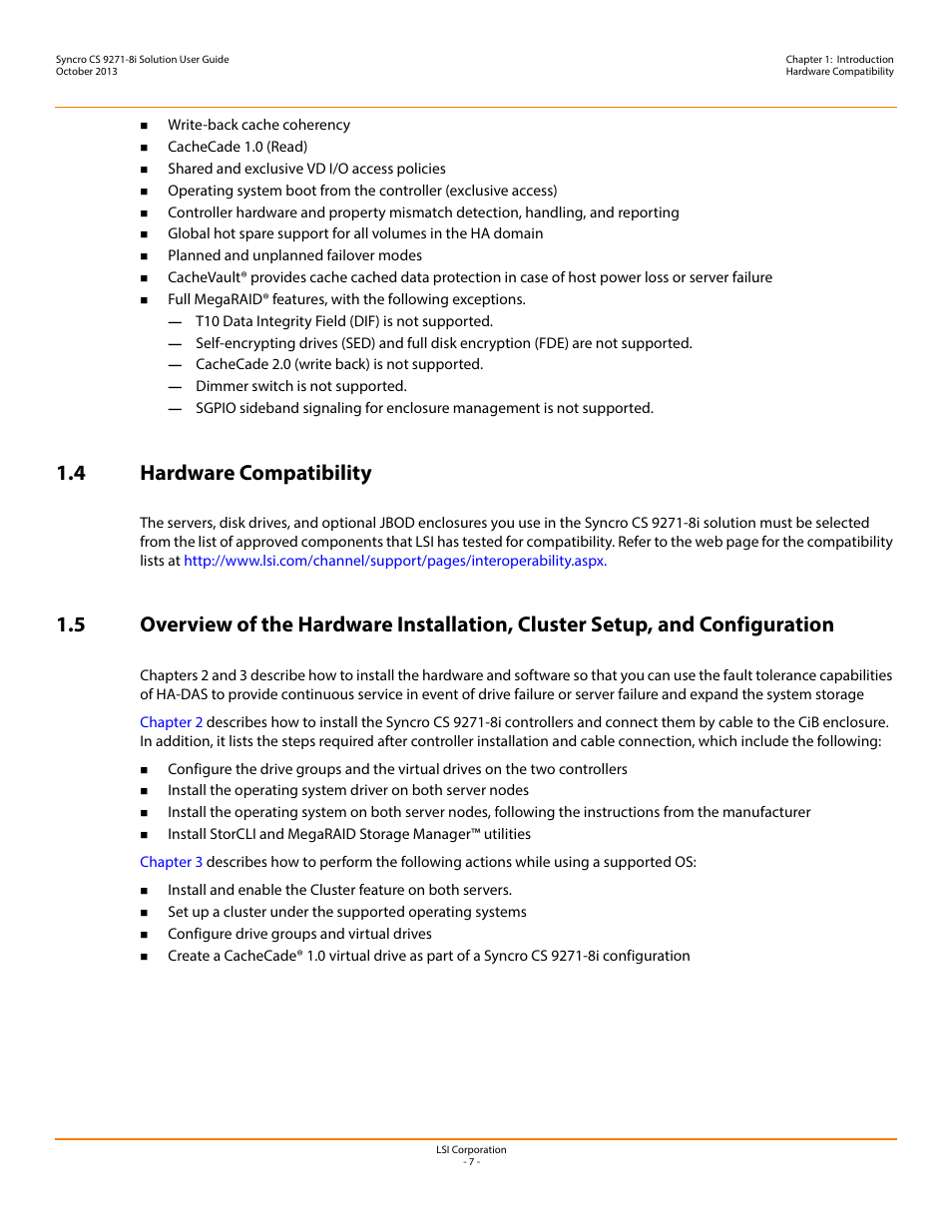 4 hardware compatibility | Avago Technologies Syncro CS 9271-8i User Manual | Page 7 / 80