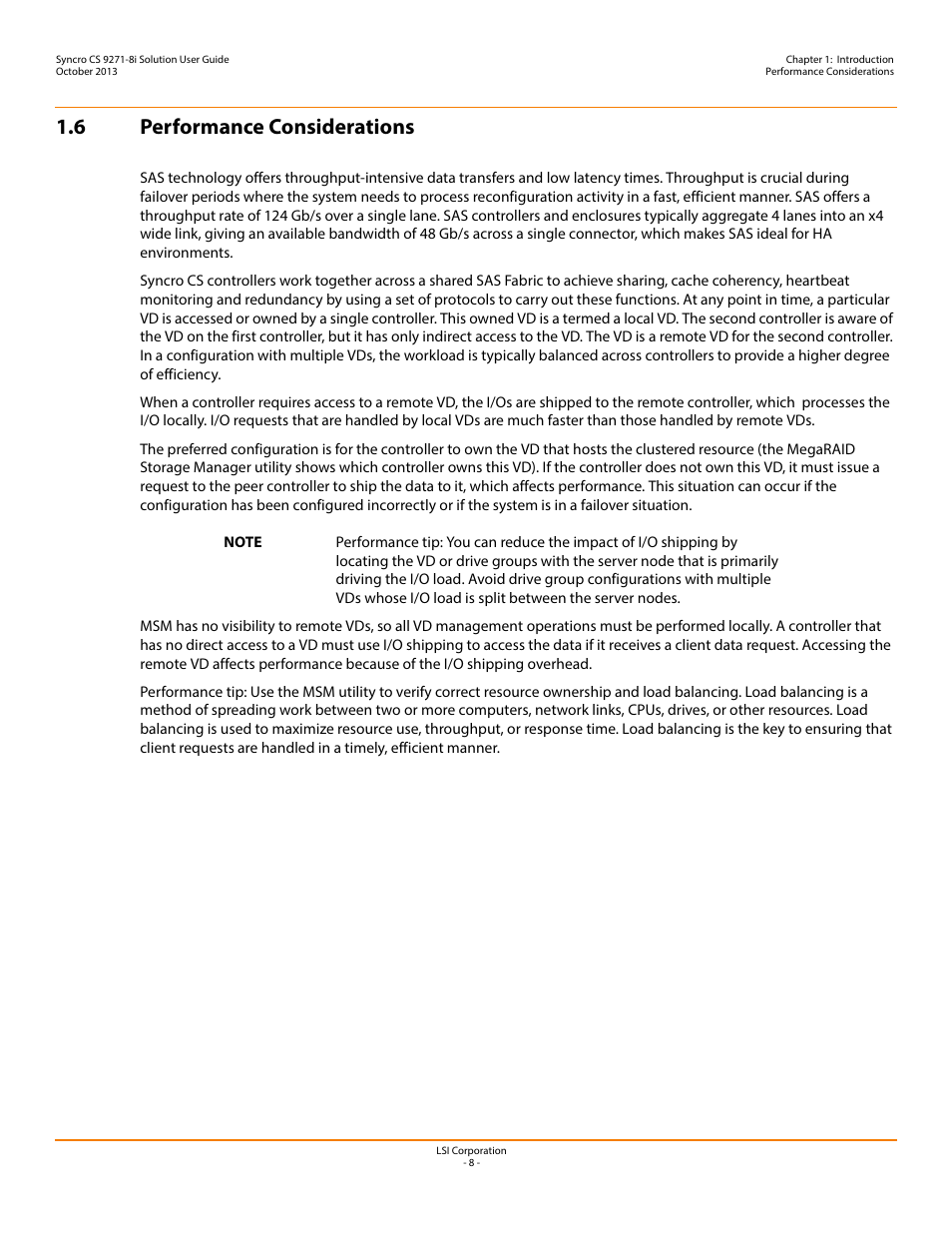6 performance considerations | Avago Technologies Syncro CS 9271-8i User Manual | Page 8 / 80