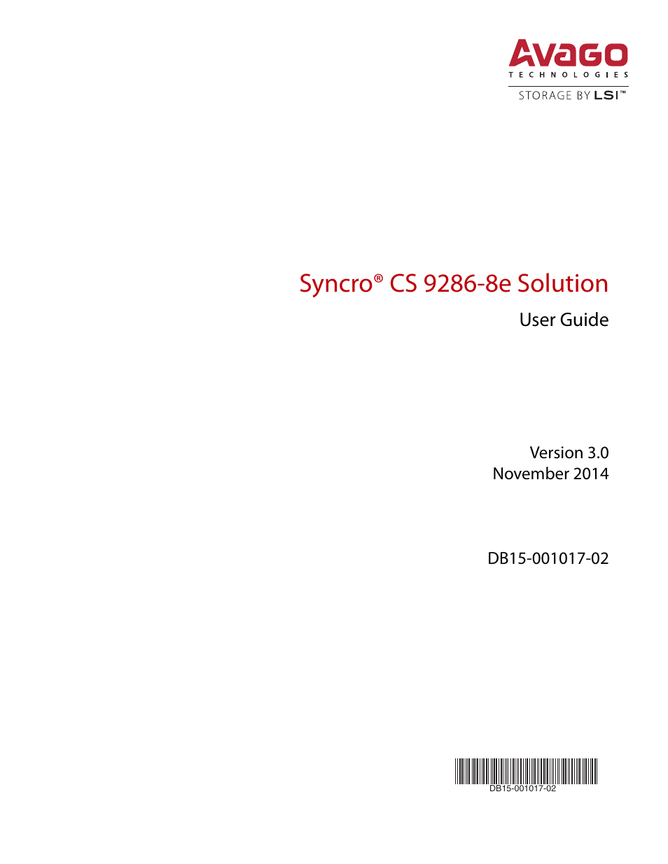 Avago Technologies Syncro CS 9286-8e User Manual | 80 pages