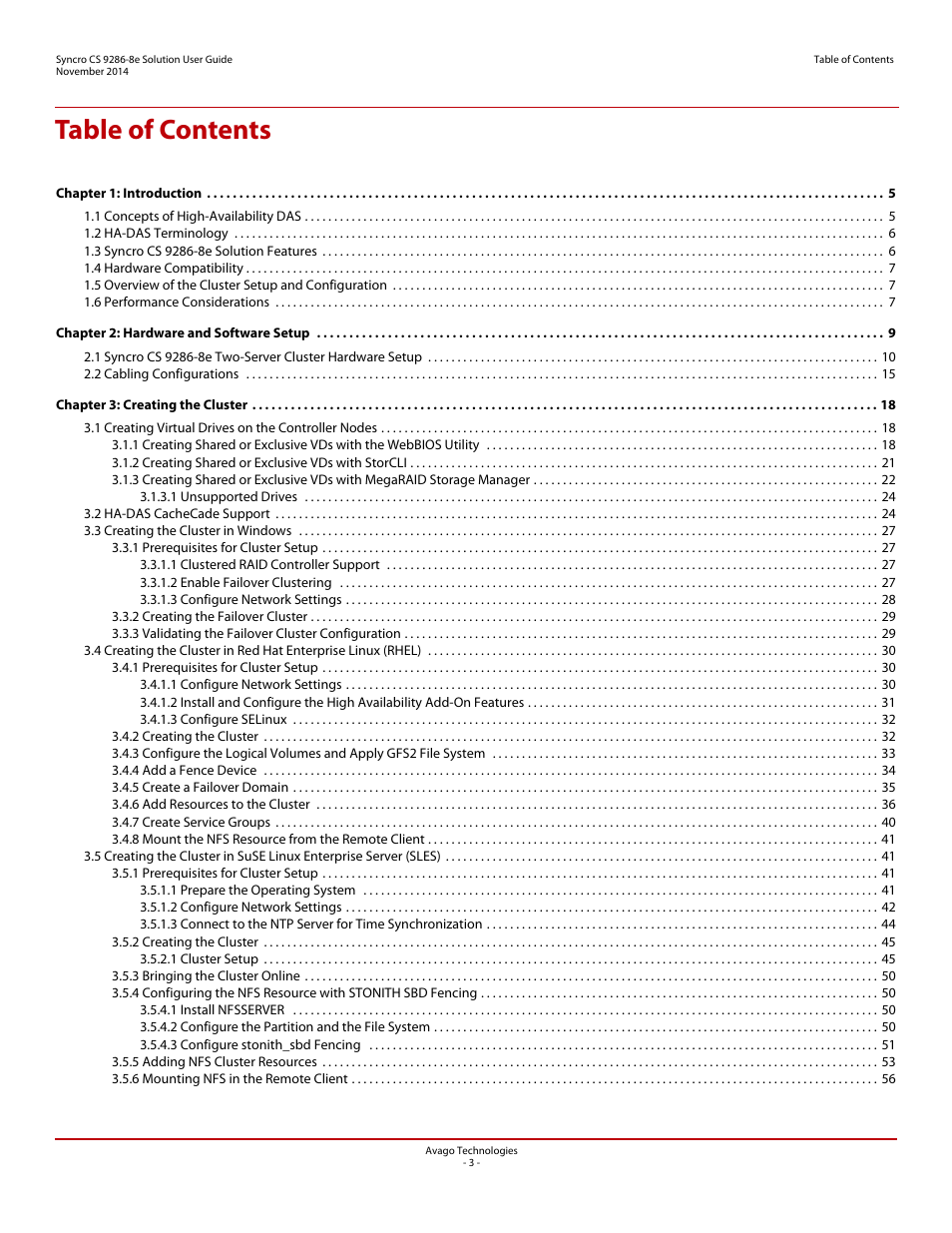 Avago Technologies Syncro CS 9286-8e User Manual | Page 3 / 80