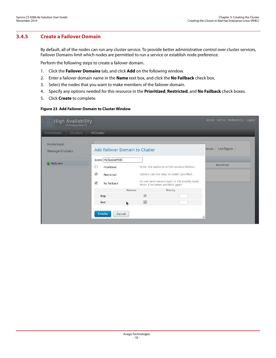 5 create a failover domain | Avago Technologies Syncro CS 9286-8e User Manual | Page 35 / 80