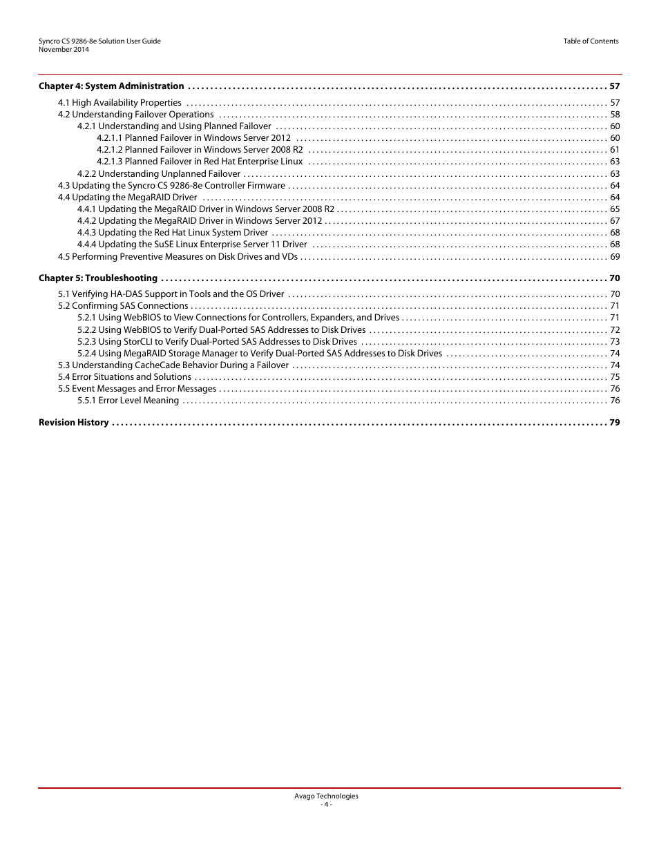 Avago Technologies Syncro CS 9286-8e User Manual | Page 4 / 80