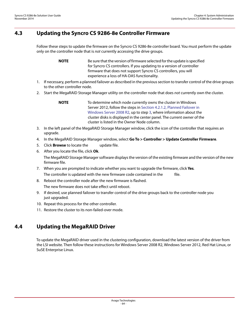 4 updating the megaraid driver | Avago Technologies Syncro CS 9286-8e User Manual | Page 64 / 80