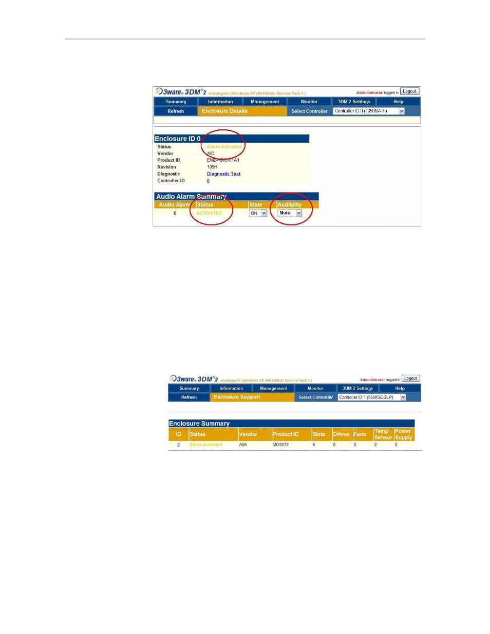 Controlling an enclosure alarm in 3dm 2 | Avago Technologies 3ware 9650SE-12ML (Channel) User Manual | Page 18 / 27