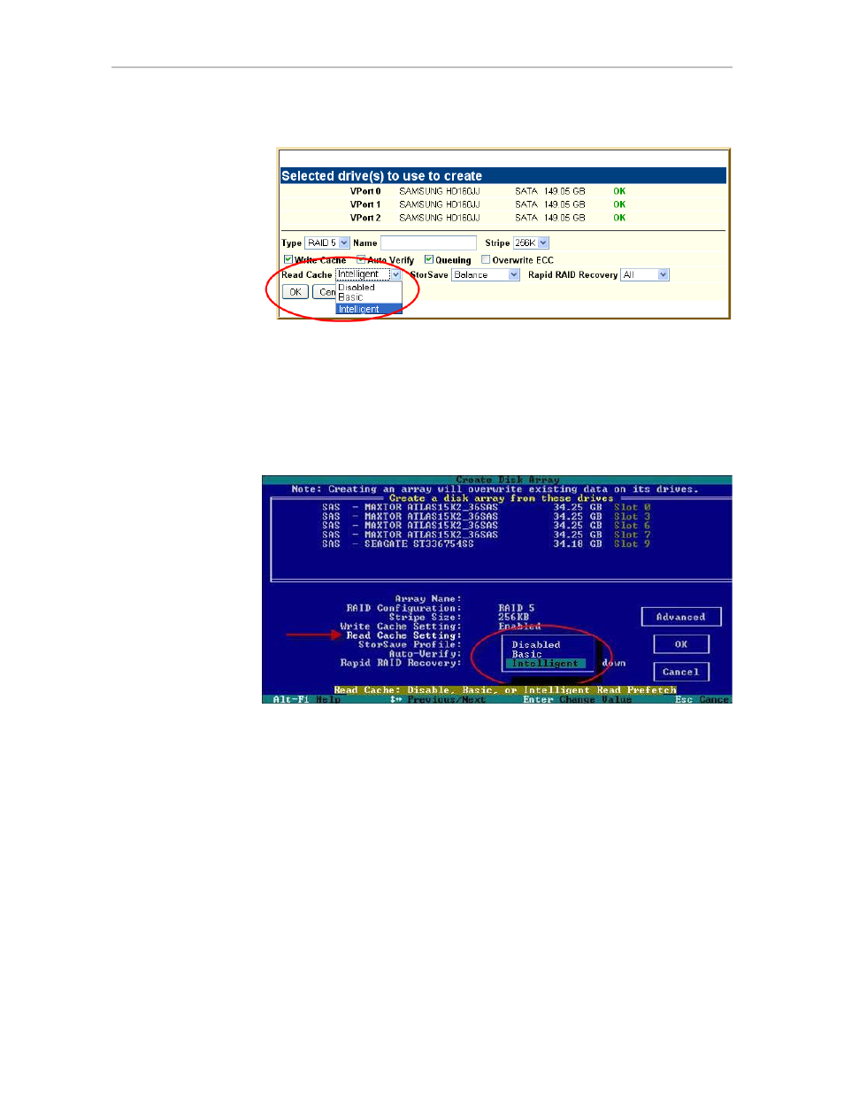Setting the read cache in 3bm when creating a unit, Changing the read cache policy for existing units | Avago Technologies 3ware 9650SE-12ML (Channel) User Manual | Page 8 / 27
