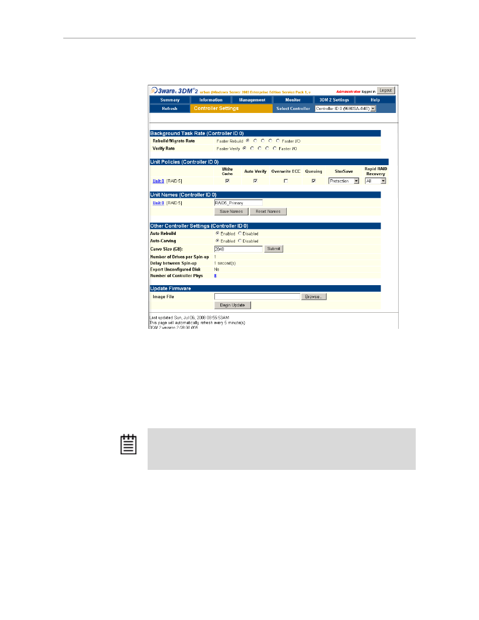 Enabling and disabling the unit write cache | Avago Technologies 3ware 9650SE-12ML (Channel) User Manual | Page 130 / 361