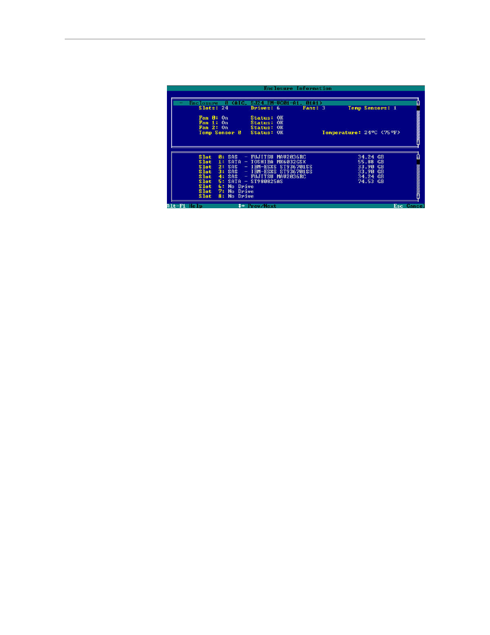 Checking enclosure component status | Avago Technologies 3ware 9650SE-12ML (Channel) User Manual | Page 220 / 361