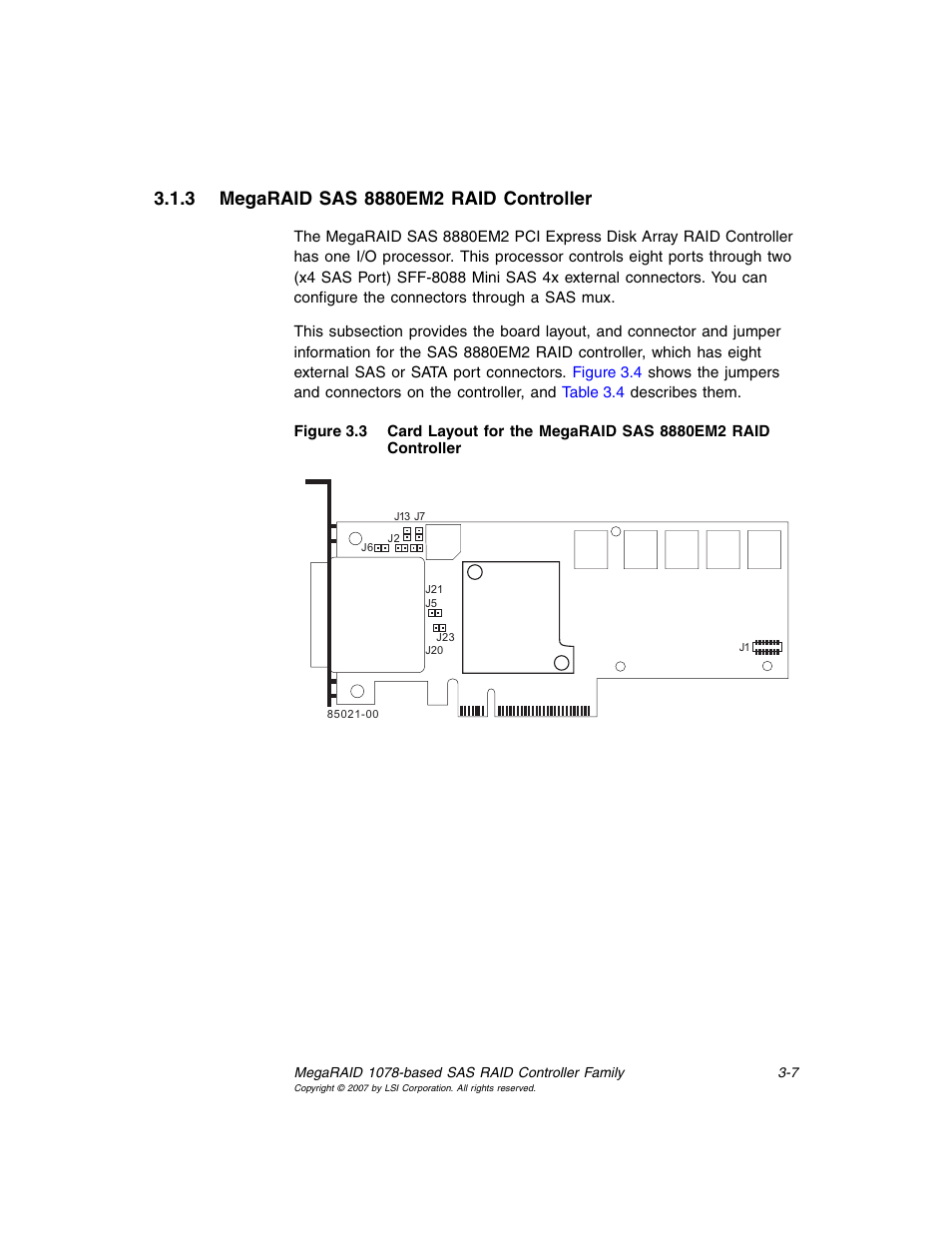 3 megaraid sas 8880em2 raid controller, Megaraid sas 8880em2 raid controller | Avago Technologies MegaRAID SAS 8204ELP User Manual | Page 51 / 72