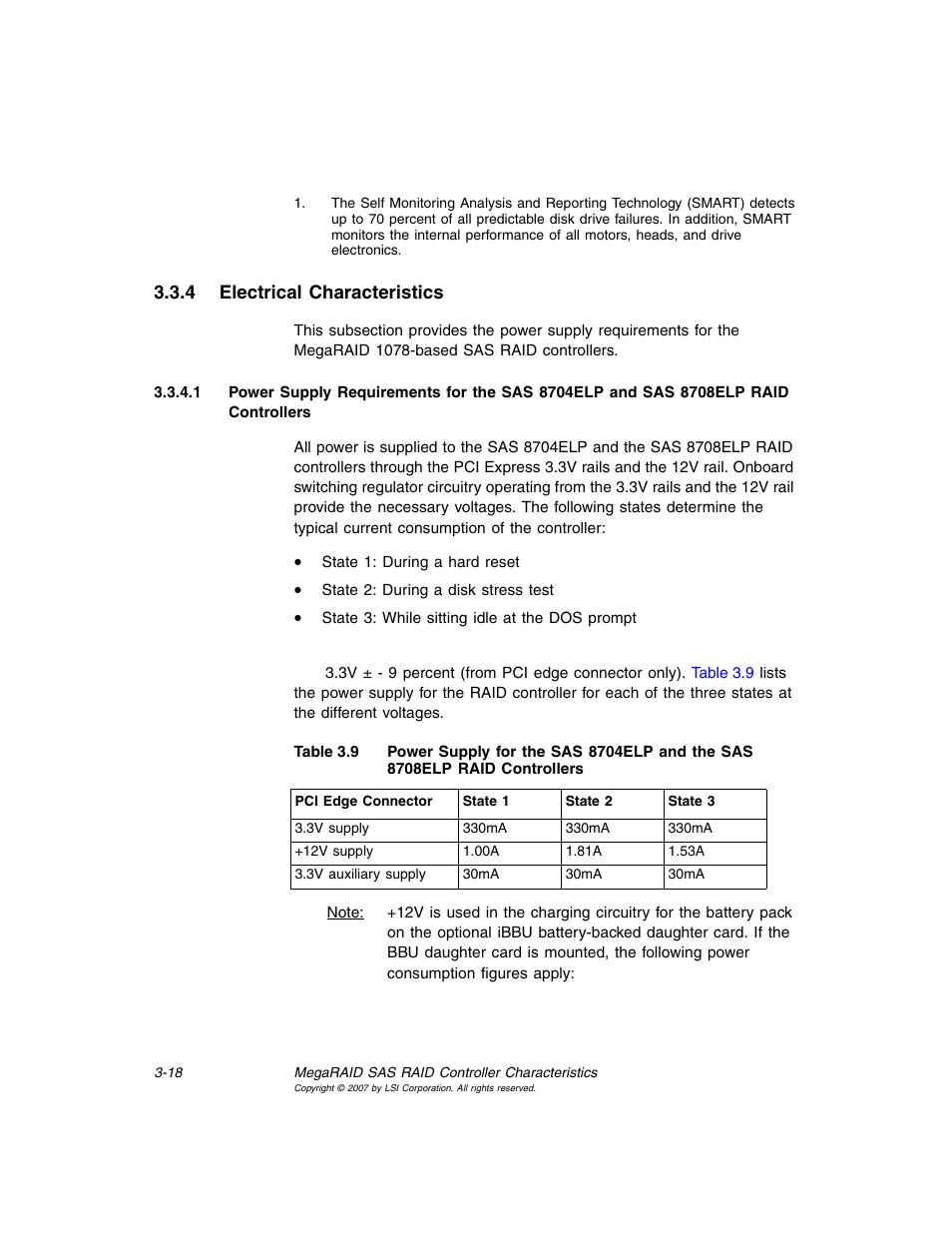 4 electrical characteristics, Electrical characteristics | Avago Technologies MegaRAID SAS 8204ELP User Manual | Page 62 / 72