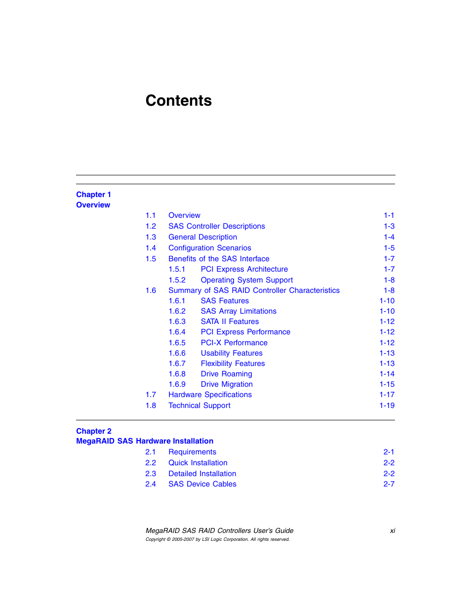 Avago Technologies MegaRAID SAS 8204ELP User Manual | Page 11 / 84
