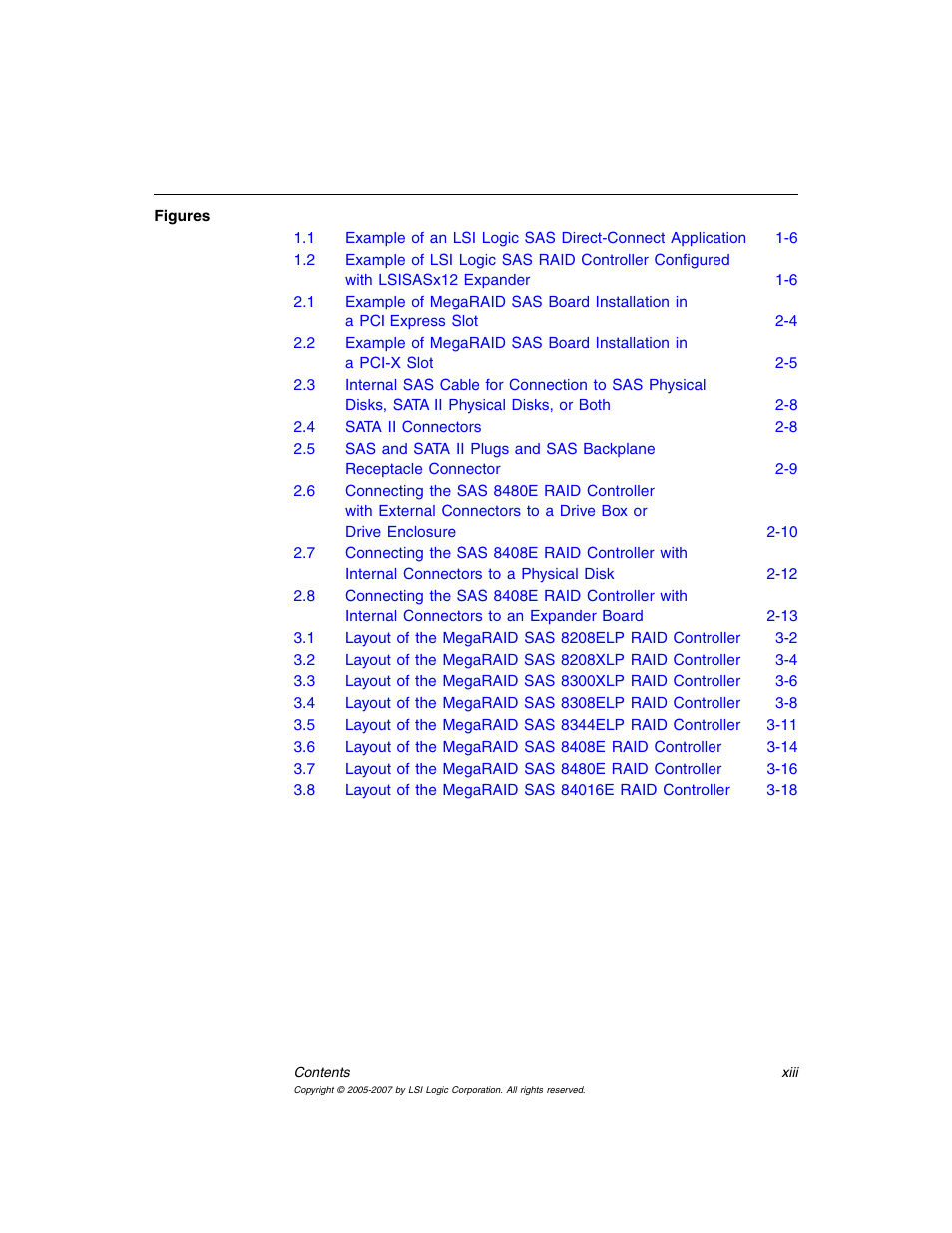 Figures | Avago Technologies MegaRAID SAS 8204ELP User Manual | Page 13 / 84