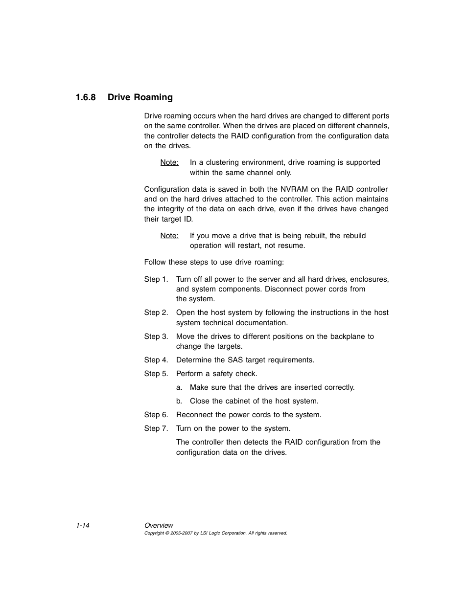 8 drive roaming, Drive roaming | Avago Technologies MegaRAID SAS 8204ELP User Manual | Page 30 / 84