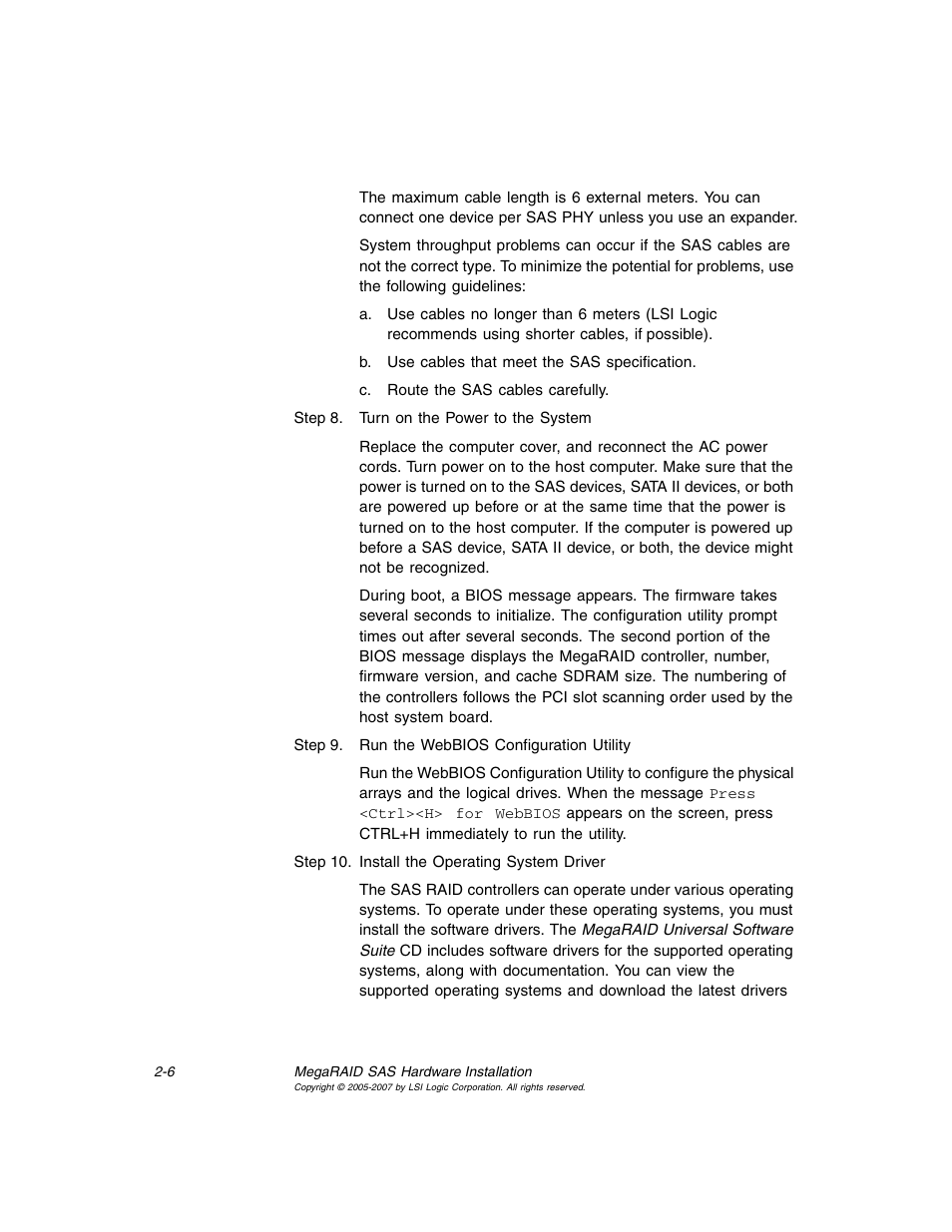 Avago Technologies MegaRAID SAS 8204ELP User Manual | Page 42 / 84