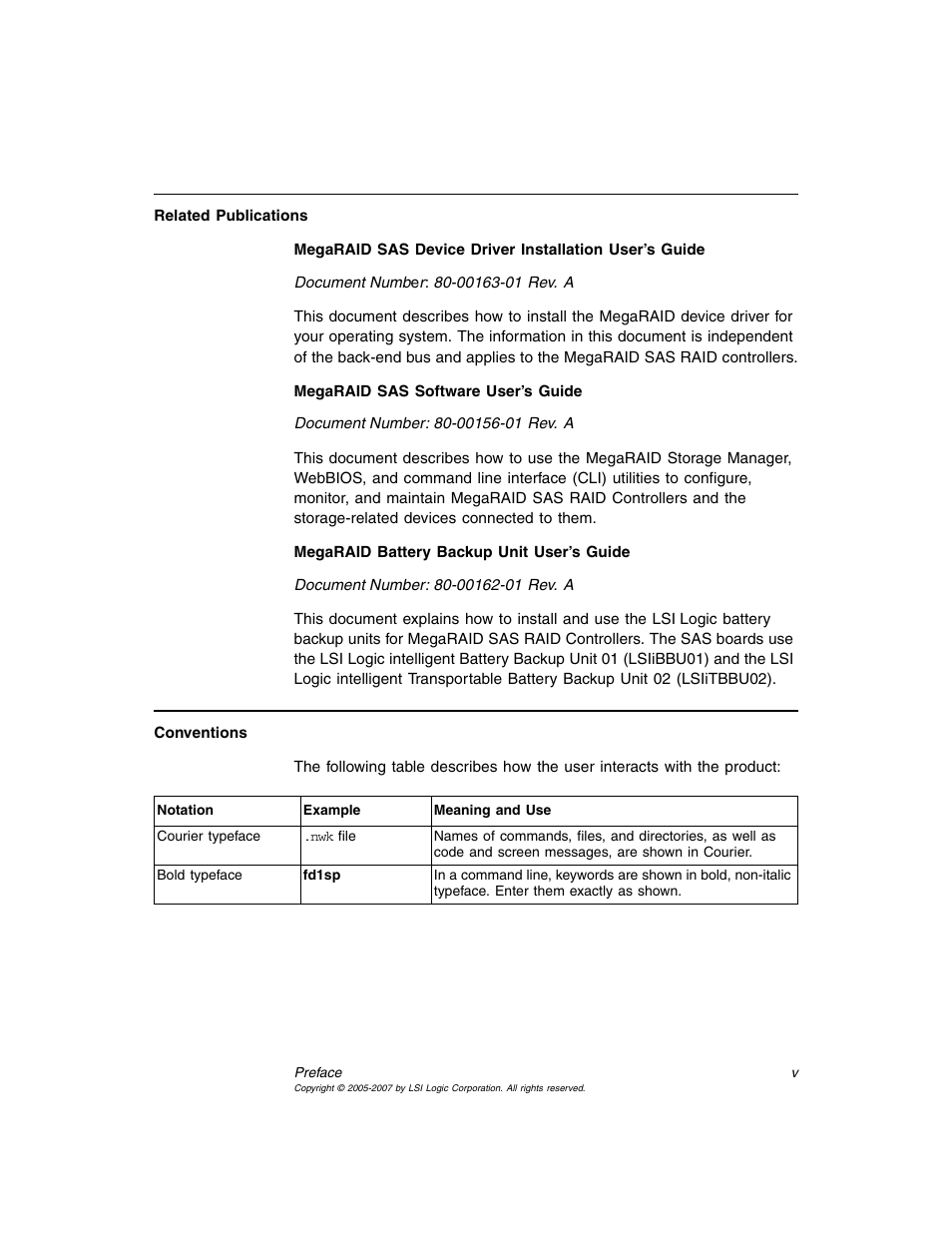 Avago Technologies MegaRAID SAS 8204ELP User Manual | Page 5 / 84