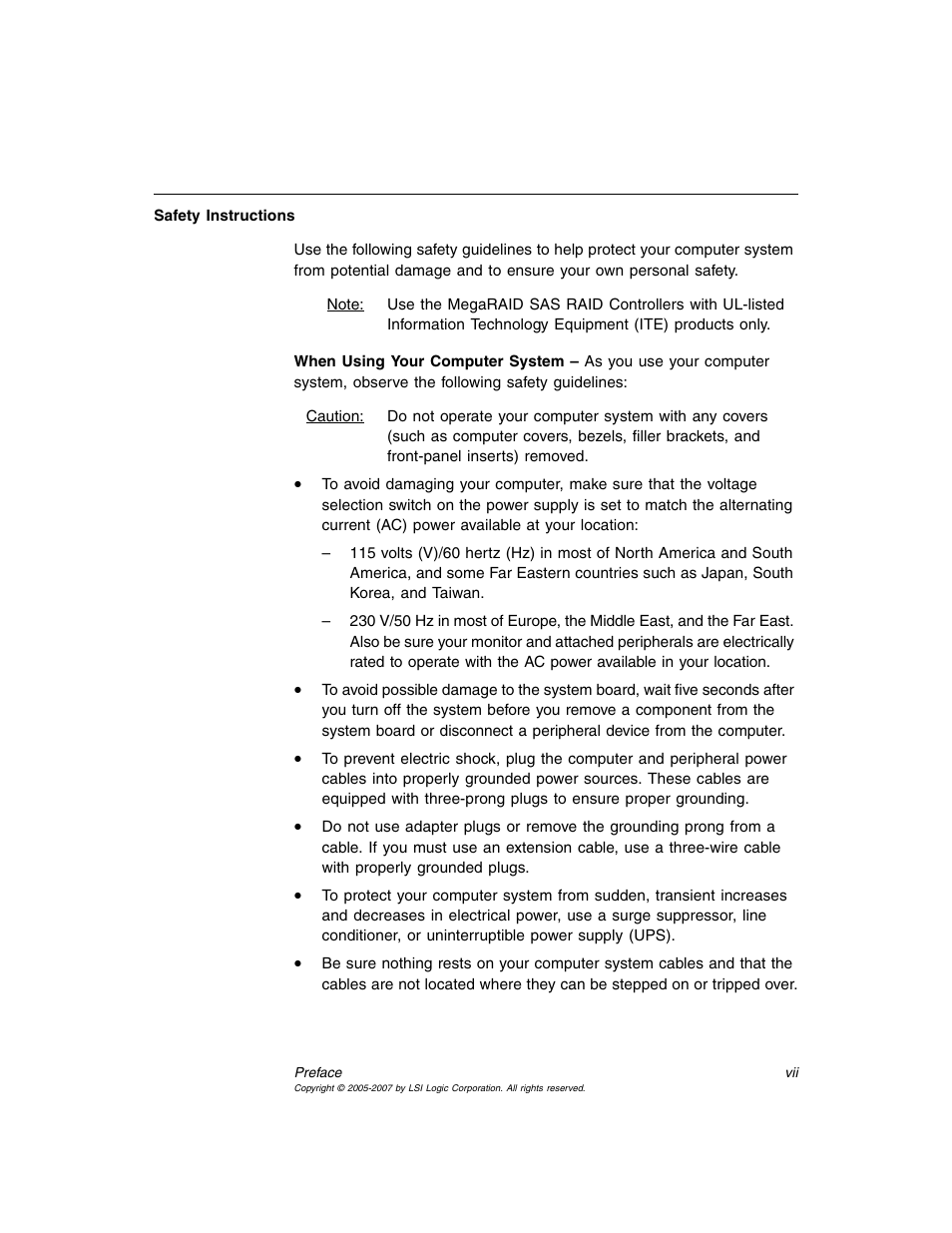 Avago Technologies MegaRAID SAS 8204ELP User Manual | Page 7 / 84
