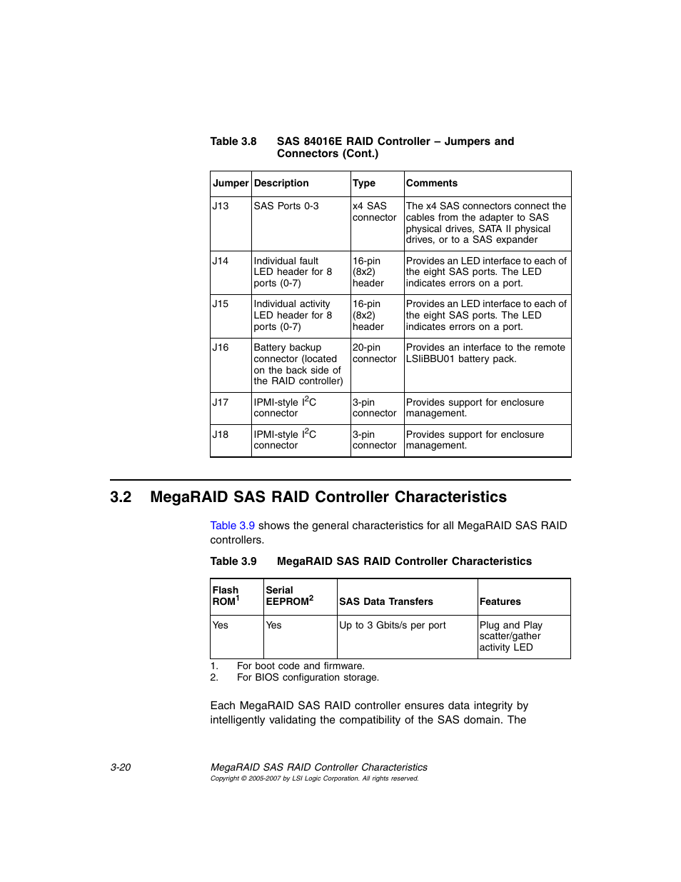 2 megaraid sas raid controller characteristics, Megaraid sas raid controller characteristics | Avago Technologies MegaRAID SAS 8204ELP User Manual | Page 70 / 84