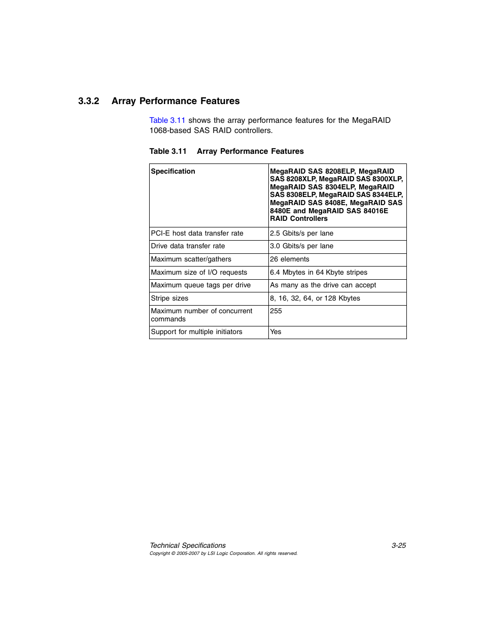 2 array performance features, Array performance features | Avago Technologies MegaRAID SAS 8204ELP User Manual | Page 75 / 84